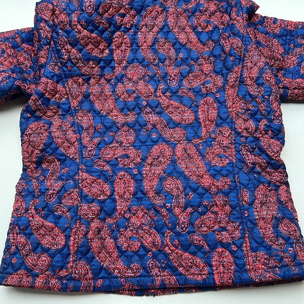 Lands End Paisley quilted red/blue jacket size Large​​ - Picture 9 of 9